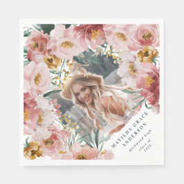 Pink mädchenhafte Foto-Abschlussfeier Serviette