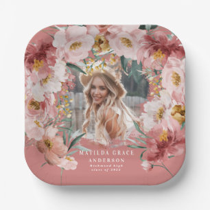 Pink mädchenhafte Foto Graduierungsparty Papier pl Pappteller