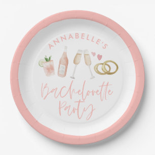 Pink mädchenhafte, moderne Cocktail-Skript-Bachel Pappteller