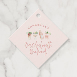 Pink mädchenhafte moderne Cocktail-Skript-Bachelor Geschenkanhänger