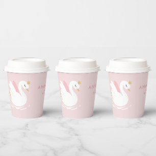 Pink mädchenhafte niedliche schwan elegante Geburt Pappbecher