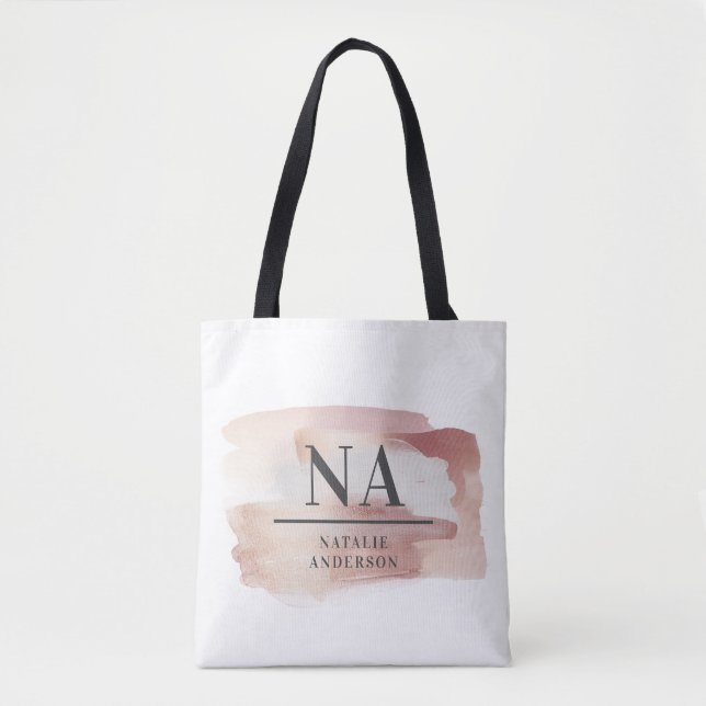 Pink mädchenhafte Rose monogramm modern stilvoll (Vorderseite)