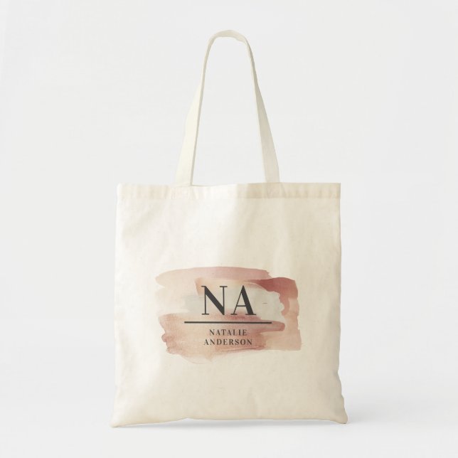 Pink mädchenhafte Rose monogramm modern stilvoll Tragetasche (Vorne)