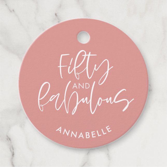 Pink mädchenhafte Wasserfarbe 50 und fabelhafter G Geschenkanhänger (Vorderseite)