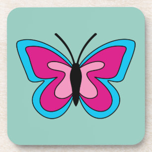 Pink Magenta Blue Butterfly Getränkeuntersetzer