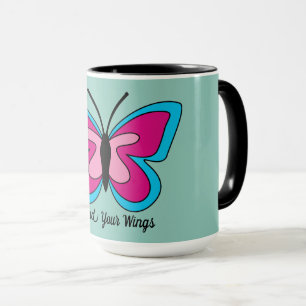 Pink Magenta Blue Butterfly   Text hinzufügen Tasse