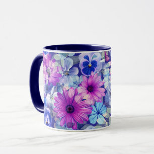 Pink Magenta Blumenmuster Tasse