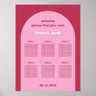 Pink Magenta Bogen 6 Tisch Sitzplan Poster