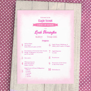 Pink & Magenta Eagle Ehrengerichtsprogramm Flyer