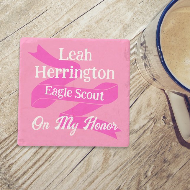 Pink & Magenta Eagle Scout Court of Honor Steinuntersetzer (Pink eagle scout court of honor coaster, personalized pink coaster gift)
