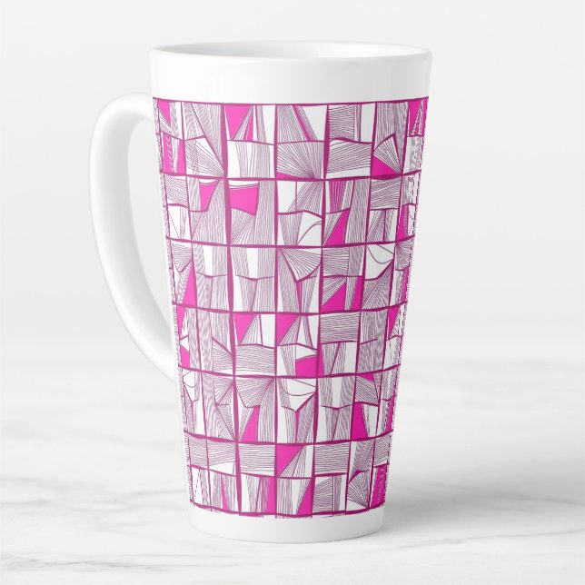 Pink & Magenta Geometric Block Pattern  Milchtasse (Linke Ecke)