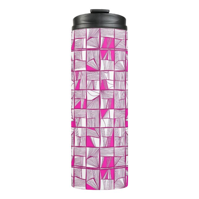Pink & Magenta Geometric Block Pattern  Thermosbecher (Vorderseite)