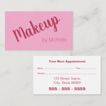 Pink Magenta Makeup Artist Appointing Card