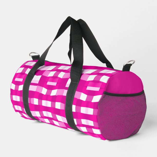 Pink Magenta Modern Geometric Block Art Duffle Bag (Rechte Ecke)