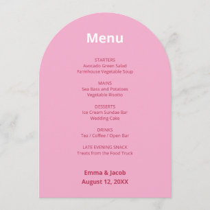 Pink Magenta Modern Wedding Menu Card Einladung