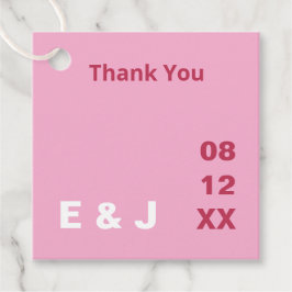 Pink Magenta Moderne Gastgeschenk Hochzeit Tags Geschenkanhänger