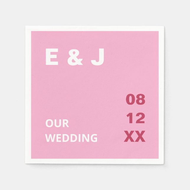 Pink Magenta Moderne Hochzeit Napkins Serviette (Vorderseite)