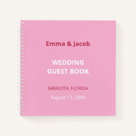 Pink Magenta Modernes Gästebuch für Hochzeiten Notizbuch