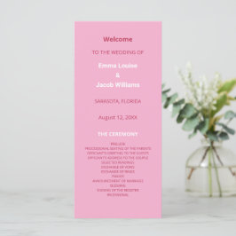 Pink Magenta Modernes Hochzeitsprogramm