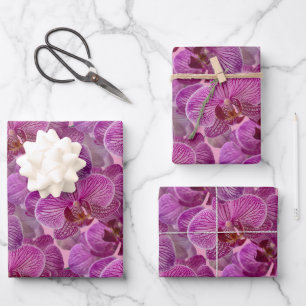 Pink Magenta Orchid Blume Muster Geschenkpapier Set
