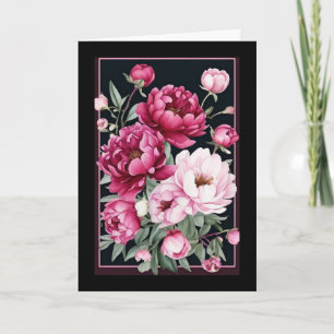 Pink & Magenta-Peongs mit Frame Birthday Karte