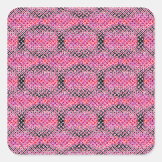 Pink Magenta Splash Bricks Muster Quadratischer Aufkleber (Vorderseite)