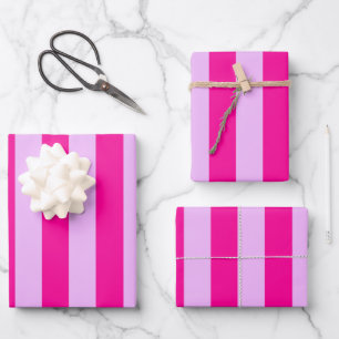 Pink & Magenta Streifen Muster Geschenkpapier Set