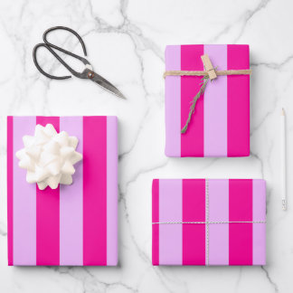 Pink & Magenta Streifen Muster Geschenkpapier Set