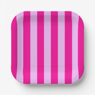 Pink & Magenta Streifen Muster Pappteller