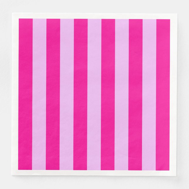 Pink & Magenta Streifen Muster Serviette (Vorderseite)