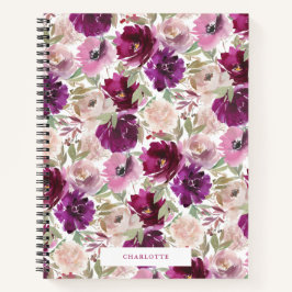 Pink Magenta Watercolor Florals Spiralnotebook Notizbuch