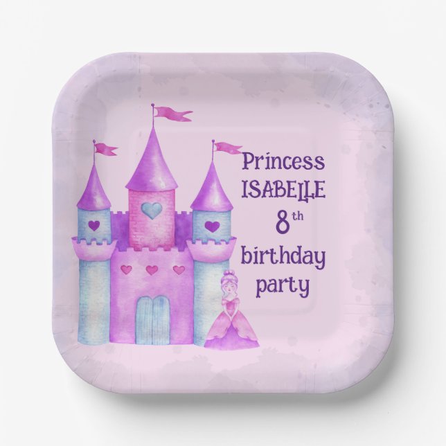 Pink Magical Fairytale Burg Party Pappteller (Vorderseite)