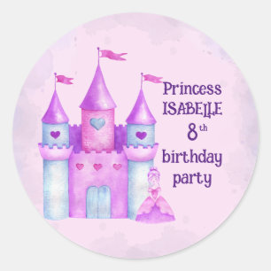 Pink Magical Fairytale Burg Party Runder Aufkleber
