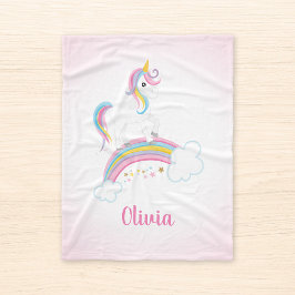 Pink Magical Rainbow Unicorn Personalisiert Fleecedecke