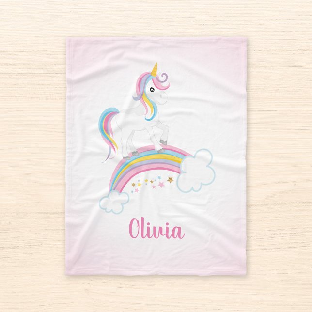 Pink Magical Rainbow Unicorn Personalisiert Fleecedecke (Von Creator hochgeladen)