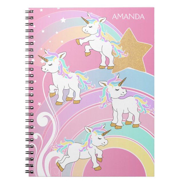Pink Magical Rainbow 🦄 Unicorns Notizblock (Vorderseite)