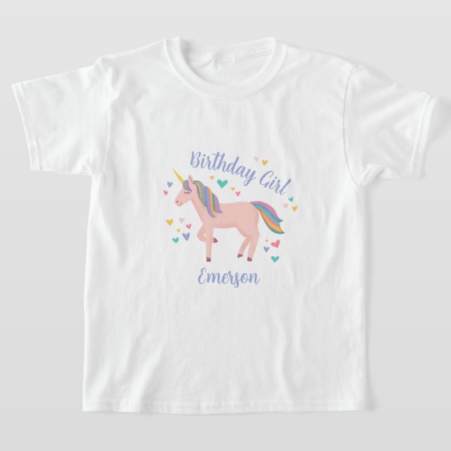 Pink Magical Unicorn Birthday Girl T-Shirt (Ablage )