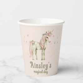 Pink Magical Unicorn Personalisiert Geburtstag Pappbecher