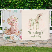 Pink Magical Unicorn Personalisiertes Foto Geburts
