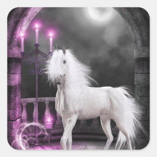 Pink Magical Unicorn Quadratischer Aufkleber