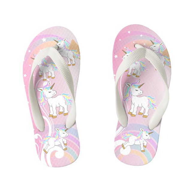 Pink Magical Unicorns Kinderbadesandalen (Fußbett)