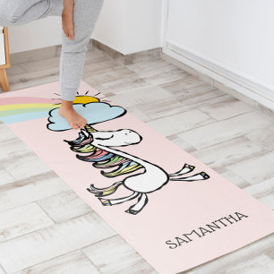 Pink Magical Yoga Unicorn Illustration Yogamatte