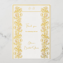 Pink Magnolia Brautparty Danke, Ihr Kartenfoto Folieneinladung