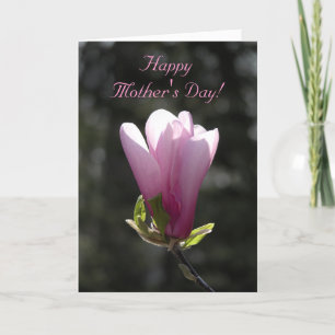 Pink Magnolia Flower Happy Mothers Day Karte
