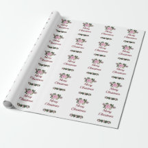 Pink Magnolia Frohe Weihnachtswrapping Papier