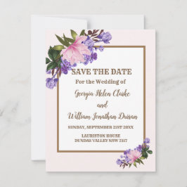 Pink Magnolia Lavender Floral Save the Date Einladung