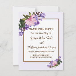 Pink Magnolia Lavender Floral Save the Date Einladung