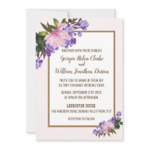 Pink Magnolia Lavender Floral Wedding Einladung