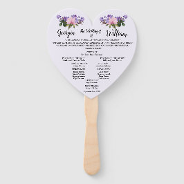 Pink Magnolia Lavender Floral Wedding Menü Fan Fächer