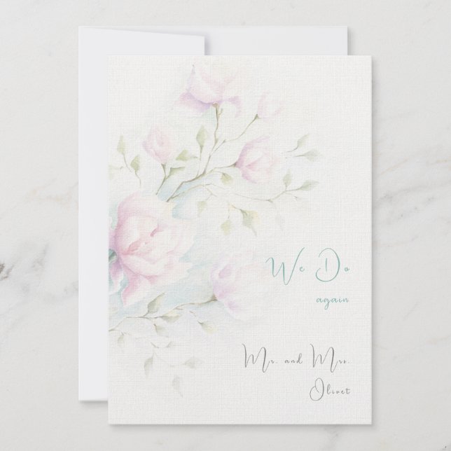 Pink Magnolia Vow Erneuerung 10 Jahre Einladung (Vorderseite)